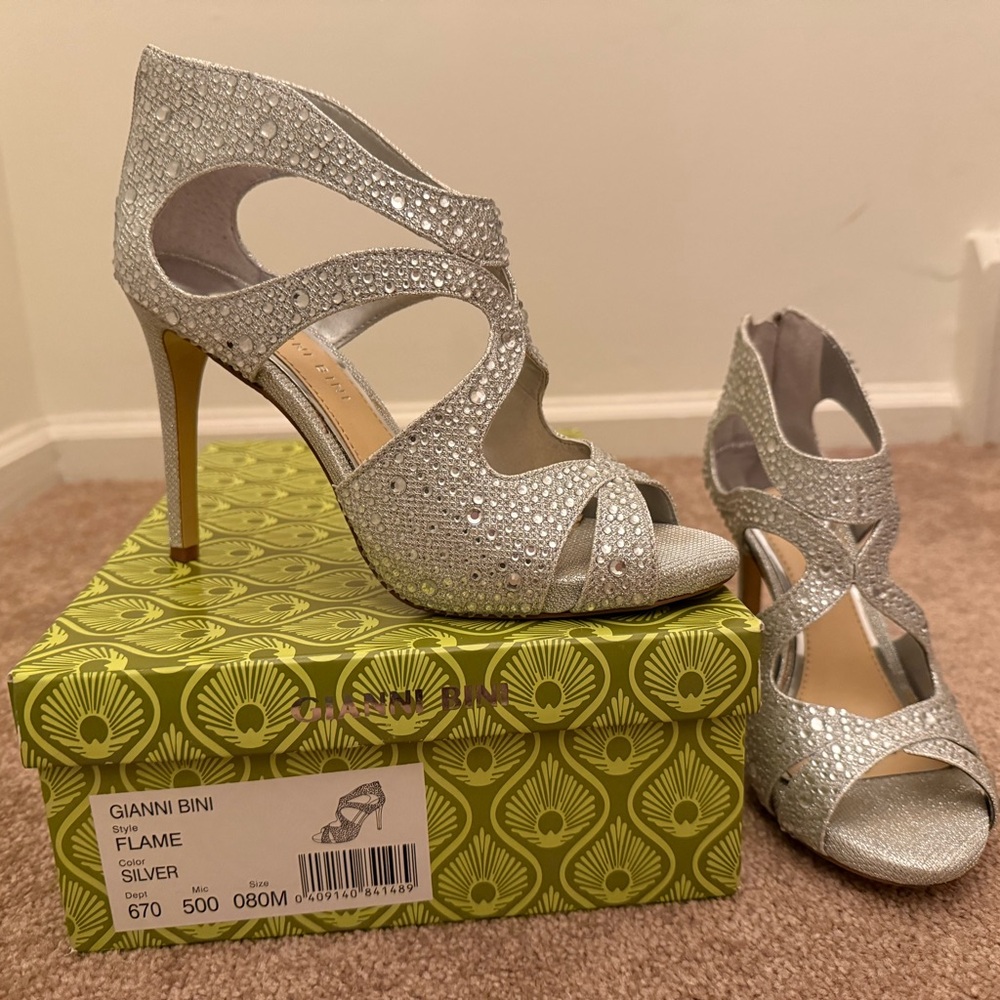 Gianni Bini Silver Sparkle Heels